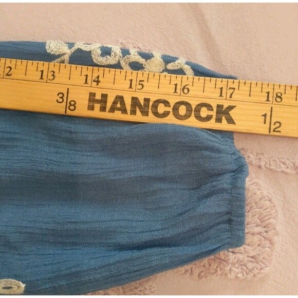 ANNELIEGE Blue Tunic Blouse Embroidered Lined Size M - Picture 9 of 11